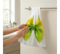 STVNKML Yellow Colorful Bow Hanging Kitchen Towels with Loop, Set of 2 - Soft Super Absorbent Decorative Hanging Dish & Hand Towel, Tea, Coffee Towel for Kitchen Bathroom Oven Handle