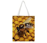 STVNKML Yellow Honey Canvas Tote Bag for Women Cute Stylish Shoulder Bag Reusable Shopping Bags for Daily