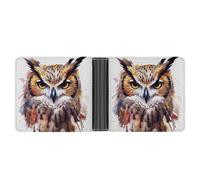 STVNKML Yellow Sunflower Horse Leather Bifold Wallet with 2 Hidden Pockets 6 Card Slots Slim Wallets for Cash, Cards, And ID, Watercolor Cool Owl Head, One Size, Modern