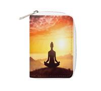 STVNKML Yoga Meditation Leather Card Bag Portable Coin Wallet Mini Change Holder Coin Pocket PU Wallet Card Wallets Clutch Bags for Women Men, style, 16x11.5cm