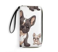 STVNKML Yoga Meditation Womens Wallet PU Leather Zip Around Wallet Clutch Wristlet Travel Long Purse for Women Card Organizer, French Bulldog, 19.7x10.5cm, Modern