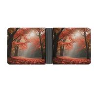 STVNKML Yokai Onsen Bath Leather Bifold Wallet with 2 Hidden Pockets 6 Card Slots Slim Wallets for Cash, Cards, And ID, Autumn Maple Forest, One Size, Modern