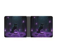 STVNKML Yokai Onsen Bath Leather Bifold Wallet with 2 Hidden Pockets 6 Card Slots Slim Wallets for Cash, Cards, And ID, Witchcraft Cat, One Size, Modern