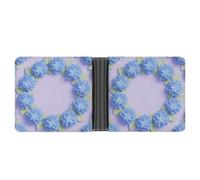 STVNKML Yokai Onsen Bath Leather Bifold Wallet with 2 Hidden Pockets 6 Card Slots Slim Wallets for Cash, Cards, And ID, Blue Hydrangea Pattern, One Size, Modern