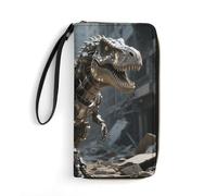 STVNKML Yokai Onsen Bath Womens Wallet Leather Coin Purse Clutch Wristlet Travel Long Wallets Card Organizer, A Mechanical Dinosaur in a Ruined City, 19.7x10.5cm, Modern