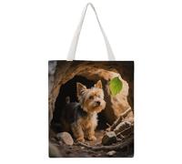 STVNKML Yorkshire Terrier Canvas Tote Bag for Women Cute Stylish Shoulder Bag Reusable Shopping Bags for Daily