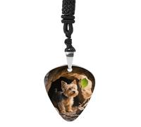 STVNKML Yorkshire Terrier Guitar Pick Holder Necklace Stainless Steel Music Pendant with Adjustable 60cm Cord Functional Jewelry for Guitarists & Music Lovers, Unisex Hip Hop Punk Accessory