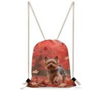 STVNKML Yorkshire Terrier in Maple Forest Drawstring Backpack Sport Gym Bags Yoga Shopping Travel Casual Daypacks for Women Men