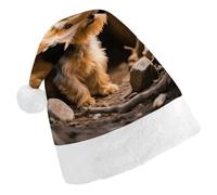 STVNKML Yorkshire Terrier Santa Hat for Adults Christmas Hat Xmas Santa Hats Cap for Costumes Holiday Party Supplies