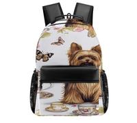 STVNKML Yorkshire Terrier Tea Party Butterflies Roses Backpack Laptop Backpacks for Men Travel Hiking Daypack Casual Back Pack 16.5in