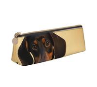 STVYUKL A Cute Dachshund Pencil Case Holder,Stylish Pencil Pouch Slim Pen Bag With Zipper,Leather Cosmetic Makeup Pouch Bag For Work Office