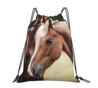 STVYUKL Abstract Music Themed Drawstring Backpack Lightweight Sports Gym Sack Drawstring Bags Cinch Bag Sackpack For Work Gym Swim Travel, Adorable Horse, One Size