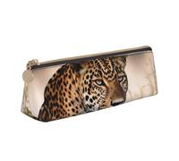 STVYUKL African Animal Leopard Pencil Case Holder,Stylish Pencil Pouch Slim Pen Bag With Zipper,Leather Cosmetic Makeup Pouch Bag For Work Office