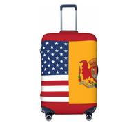 STVYUKL American Spain Flag Luggage Cover Personalized Elastic Washable Suitcase Cover Luggage Protector Auti-Scratch Suitcase Case Protector Fits 18-32 Inch Luggage, Black, S