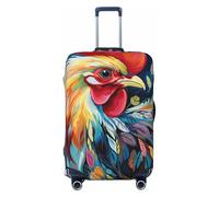 STVYUKL Art Colorful Chicken Luggage Cover Personalized Elastic Washable Suitcase Cover Luggage Protector Auti-Scratch Suitcase Case Protector Fits 18-32 Inch Luggage, Black, S