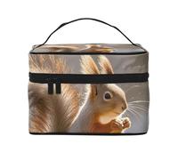 STVYUKL Autumn Squirrel Makeup Bag For Women,Waterproof Portable Travel Cosmetic Bags Large Capacity Toiletry Bag Top Handle Zipper Makeup Organizer Case