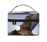 STVYUKL Bald Eagle Flying Makeup Bag For Women,Waterproof Portable Travel Cosmetic Bags Large Capacity Toiletry Bag Top Handle Zipper Makeup Organizer Case