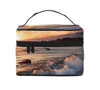 STVYUKL Beach Hawaii Sunset Sea Waves Clouds Makeup Bag For Women,Waterproof Portable Travel Cosmetic Bags Large Capacity Toiletry Bag Top Handle Zipper Makeup Organizer Case
