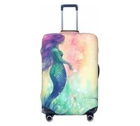 STVYUKL Beautiful Mermaid Tail Luggage Cover Personalized Elastic Washable Suitcase Cover Luggage Protector Auti-Scratch Suitcase Case Protector Fits 18-32 Inch Luggage, Black, XL