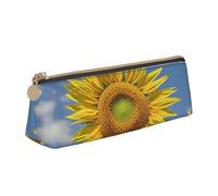 STVYUKL Beautiful Sunflower Pencil Case Holder,Stylish Pencil Pouch Slim Pen Bag With Zipper,Leather Cosmetic Makeup Pouch Bag For Work Office