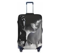 STVYUKL Black And White Horses Running Luggage Cover Personalized Elastic Washable Suitcase Cover Luggage Protector Auti-Scratch Suitcase Case Protector Fits 18-32 Inch Luggage, Black, L