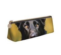STVYUKL Black German Shepherd Dog Pencil Case Holder,Stylish Pencil Pouch Slim Pen Bag With Zipper,Leather Cosmetic Makeup Pouch Bag For Work Office