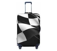 STVYUKL Black White Formula Checkered Flags Pattern Luggage Cover Personalized Elastic Washable Suitcase Cover Luggage Protector Auti-Scratch Suitcase Case Protector Fits 18-32 Inch Luggage, Black, XL