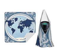 STVYUKL Blue Map Of The World Camera Protective Wrap Anti-Scratch Dustproof Lens Protector Wrapper Magic Self-Adhesive Cloth Portable Lazy Makeup Bag For Dlsr Slr Lens Tablet 18"" X18