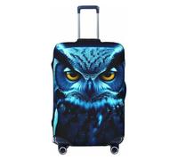 STVYUKL Blue Owl Luggage Cover Personalized Elastic Washable Suitcase Cover Luggage Protector Auti-Scratch Suitcase Case Protector Fits 18-32 Inch Luggage, Black, M
