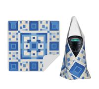 STVYUKL Blue Square Pattern Camera Protective Wrap Anti-Scratch Dustproof Lens Protector Wrapper Magic Self-Adhesive Cloth Portable Lazy Makeup Bag For Dlsr Slr Lens Tablet 18"" X18