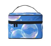 STVYUKL Bubbles Blue Sky Makeup Bag For Women,Waterproof Portable Travel Cosmetic Bags Large Capacity Toiletry Bag Top Handle Zipper Makeup Organizer Case