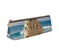 STVYUKL Building A Sandcastle Pencil Case Holder,Stylish Pencil Pouch Slim Pen Bag With Zipper,Leather Cosmetic Makeup Pouch Bag For Work Office