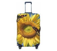 STVYUKL Butterflys On The Sunflowers (2) Luggage Cover Personalized Elastic Washable Suitcase Cover Luggage Protector Auti-Scratch Suitcase Case Protector Fits 18-32 Inch Luggage, Black, L