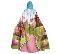 STVYUKL Candy Beautiful Land Halloween Hooded Cape Adult Full Length Cape Cloak Halloween Christmas Cosplay Costume For Men And Women