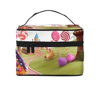 STVYUKL Candy Beautiful Land Makeup Bag For Women,Waterproof Portable Travel Cosmetic Bags Large Capacity Toiletry Bag Top Handle Zipper Makeup Organizer Case