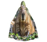 STVYUKL Capybara With Eyes Closed Halloween Hooded Cape Adult Full Length Cape Cloak Halloween Christmas Cosplay Costume For Men And Women