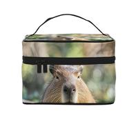 STVYUKL Capybara With Eyes Closed Makeup Bag For Women,Waterproof Portable Travel Cosmetic Bags Large Capacity Toiletry Bag Top Handle Zipper Makeup Organizer Case