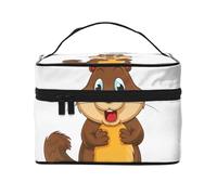 STVYUKL Cartoon Animated Beaver Makeup Bag For Women,Waterproof Portable Travel Cosmetic Bags Large Capacity Toiletry Bag Top Handle Zipper Makeup Organizer Case