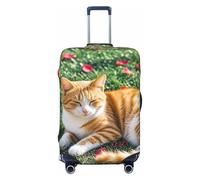 STVYUKL Cat And Petals (2) Luggage Cover Personalized Elastic Washable Suitcase Cover Luggage Protector Auti-Scratch Suitcase Case Protector Fits 18-32 Inch Luggage, Black, M