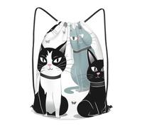STVYUKL Cats Drawstring Backpack Lightweight Sports Gym Sack Cinch Bag Sackpack For Work Gym Travel, Black, M