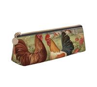 STVYUKL Chickens And Farm Pencil Case Holder,Stylish Pencil Pouch Slim Pen Bag With Zipper,Leather Cosmetic Makeup Pouch Bag For Work Office