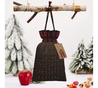 STVYUKL Christmas Drawstring Bags Cotton Buffalo Plaid Bags Sacks Ancient Egyptian Hieroglyph Xmas Wrapping Storage Bags With Kraft Tags For Christmas Candy Goodie Holiday Party Favors，8.3x11.8 Inch