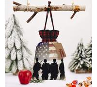 STVYUKL Christmas Drawstring Bags Cotton Buffalo Plaid Bags Sacks Armed Forces Day American Xmas Wrapping Storage Bags With Kraft Tags For Christmas Candy Goodie Holiday Party Favors，8.3x11.8 Inch