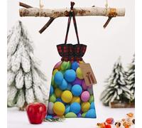 STVYUKL Christmas Drawstring Bags Cotton Buffalo Plaid Bags Sacks Brightly Colored Spheres Xmas Wrapping Storage Bags With Kraft Tags For Christmas Candy Goodie Holiday Party Favors，8.3x11.8 Inch