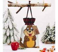 STVYUKL Christmas Drawstring Bags Cotton Buffalo Plaid Bags Sacks Cartoon Animated Beaver Xmas Wrapping Storage Bags With Kraft Tags For Christmas Candy Goodie Holiday Party Favors，8.3x11.8 Inch