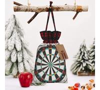 STVYUKL Christmas Drawstring Bags Cotton Buffalo Plaid Bags Sacks Dart Board Xmas Wrapping Storage Bags With Kraft Tags For Christmas Candy Goodie Holiday Party Favors，4.7x6.9 Inch
