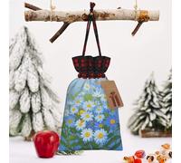 STVYUKL Christmas Drawstring Bags Cotton Buffalo Plaid Bags Sacks Do Not Forget Me Xmas Wrapping Storage Bags With Kraft Tags For Christmas Candy Goodie Holiday Party Favors，4.7x6.9 Inch