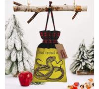 STVYUKL Christmas Drawstring Bags Cotton Buffalo Plaid Bags Sacks Dont Tread On Me Xmas Wrapping Storage Bags With Kraft Tags For Christmas Candy Goodie Holiday Party Favors，4.7x6.9 Inch
