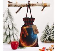 STVYUKL Christmas Drawstring Bags Cotton Buffalo Plaid Bags Sacks Fire And Ice Dragons Xmas Wrapping Storage Bags With Kraft Tags For Christmas Candy Goodie Holiday Party Favors，8.3x11.8 Inch
