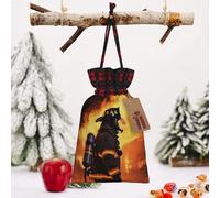 STVYUKL Christmas Drawstring Bags Cotton Buffalo Plaid Bags Sacks Firefighter Fireman Flame Xmas Wrapping Storage Bags With Kraft Tags For Christmas Candy Goodie Holiday Party Favors，8.3x11.8 Inch